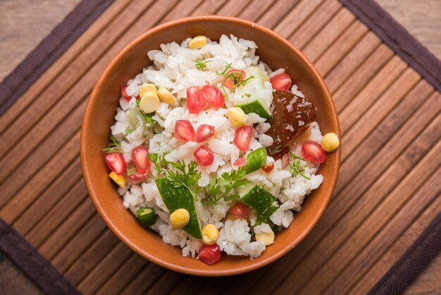 GopalKala or Dahi Kala is a prashad offered to lord Krishna on Janmashtami or Gokulashtami. Made using beaten rice, curd, milk, sugar, pomegranate, chilli , pickle and coriander