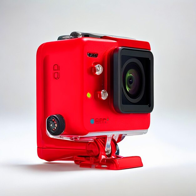 gopro red electroplated case white background studio lighting