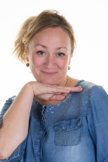 Goregous blonde portrait over a white background