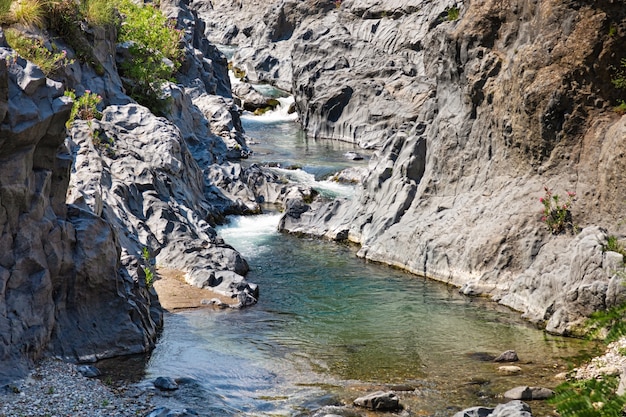 Gorge of Alcantara on island Sicily in Italy