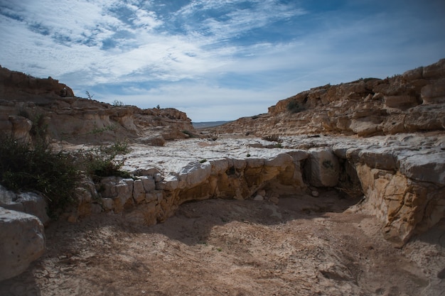 Photo a gorge in the desert of israel in a time of drought.