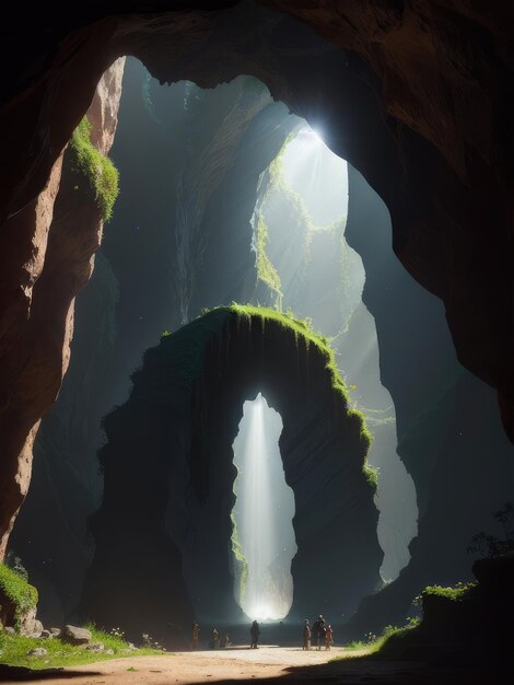 A gorge with water and soft light