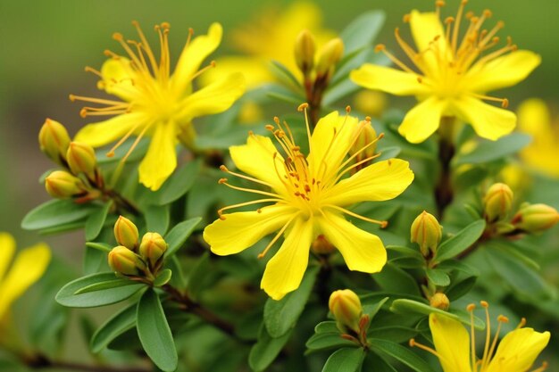 Photo gorgeous blooming saint johns wort flowers