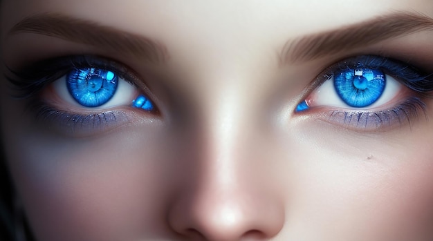 Premium Photo  Gorgeous blue eyes close up computer tech