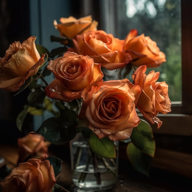 gorgeous bouquet of roses on a vase