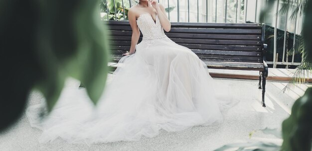 A gorgeous bride in a wedding dress