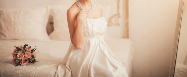 Gorgeous bride in wedding dress