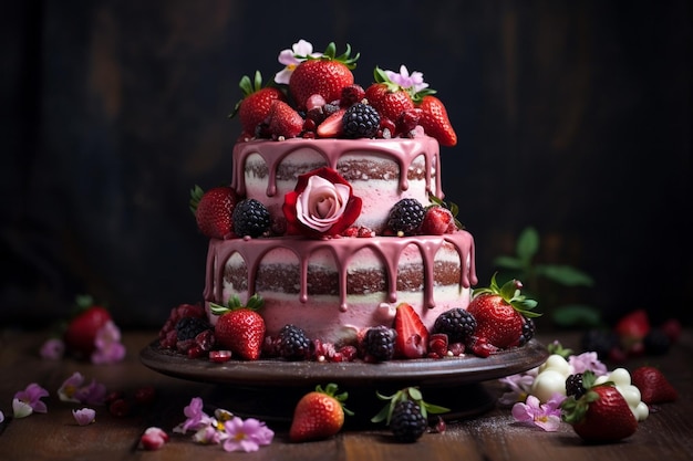 Gorgeous cake made with strawberries