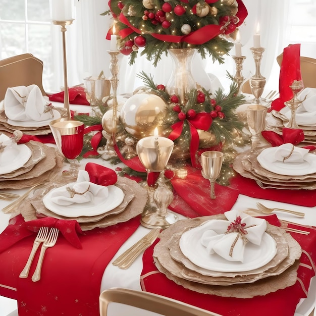 Premium AI Image Christmas Table Setting Ideas For An