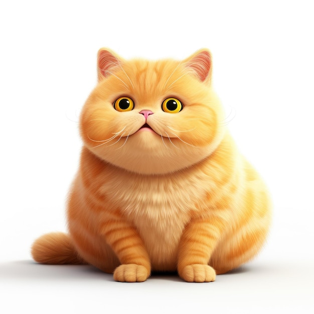 Gorgeous Chubby Orange British Shorthair Cat bids Cute Goodbye A Cartoonish Transparent Character D