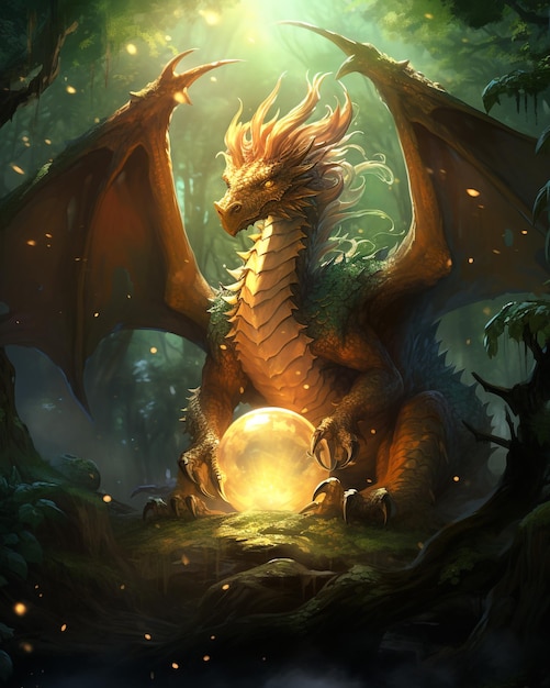 Photo gorgeous fantasy dragon in dragon land