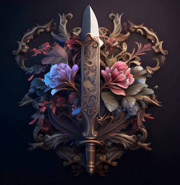 Gorgeous fantasy sword golden