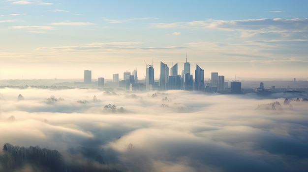 Gorgeous foggy view of downtown Vilnius Lithuania in spring silhouette concept