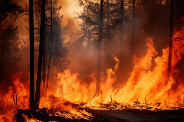 Photo gorgeous forest fire with blazing logs