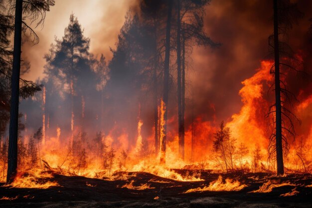 Gorgeous forest fire with blazing logs