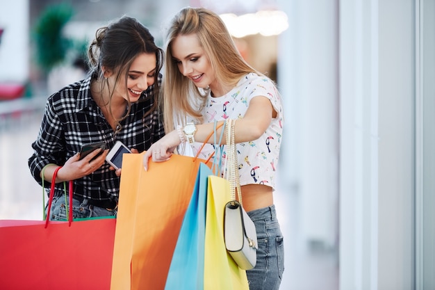 Gorgeous girls in shopping mall