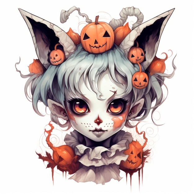 Photo gorgeous halloween kawai character stunning tattoo sketch with a lovely twist