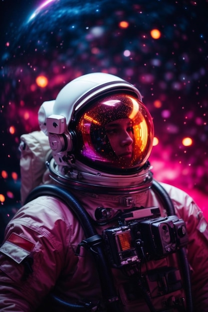 Gorgeous illustration of space with an astronaut