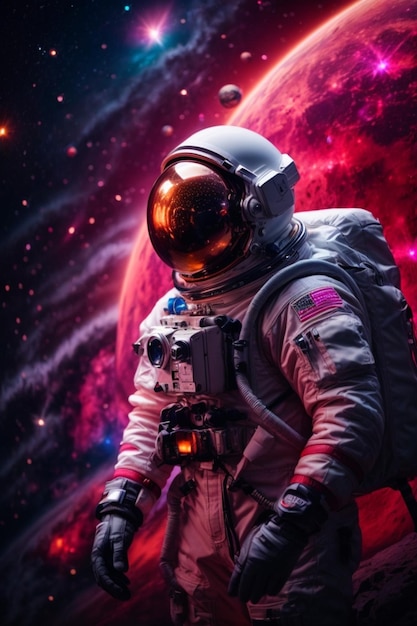 Gorgeous illustration of space with an astronaut