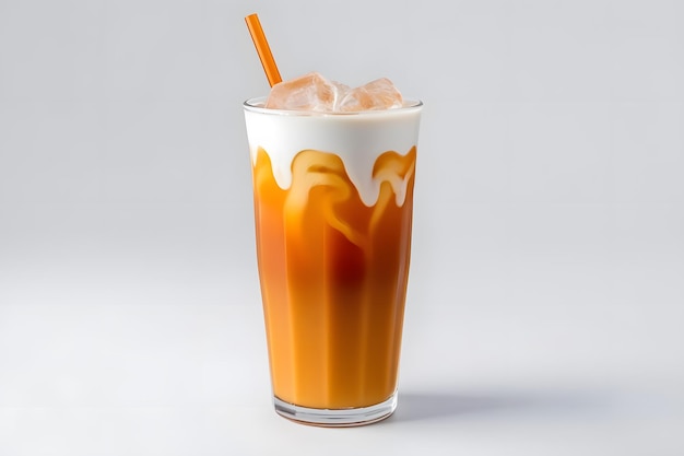 A gorgeous image of an iced Thai tea glass Generative AI