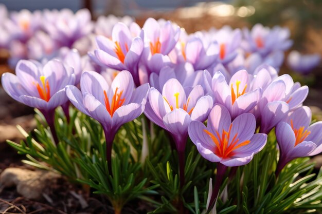 Gorgeous lavender Saffron Crocus blooms