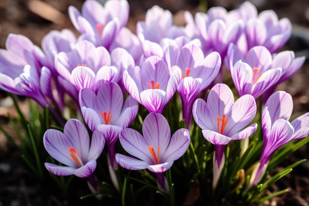 Gorgeous lavender Saffron Crocus blooms