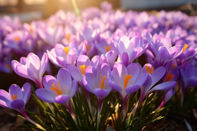 Gorgeous lavender Saffron Crocus blooms