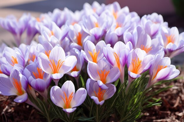 Gorgeous lavender Saffron Crocus blooms