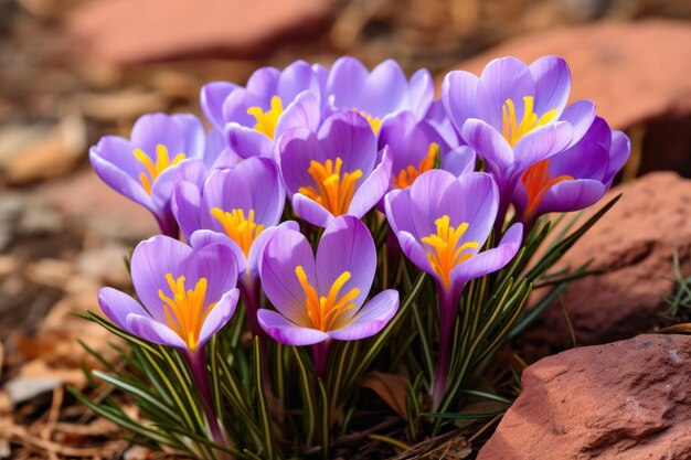 Gorgeous lavender Saffron Crocus blooms