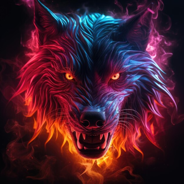 A gorgeous light painting nightmare wolf high contrast detailed fantasy 8k vivid ultra detail evil