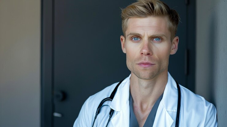 Gorgeous Male Model Doctor in Full Body Image
