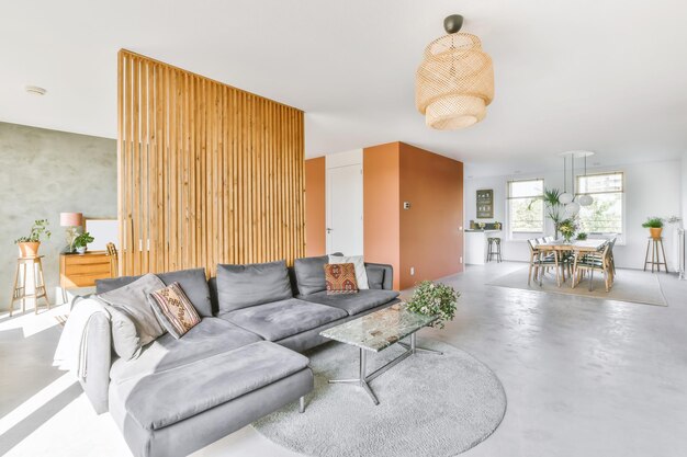 Gorgeous minimalist white living area