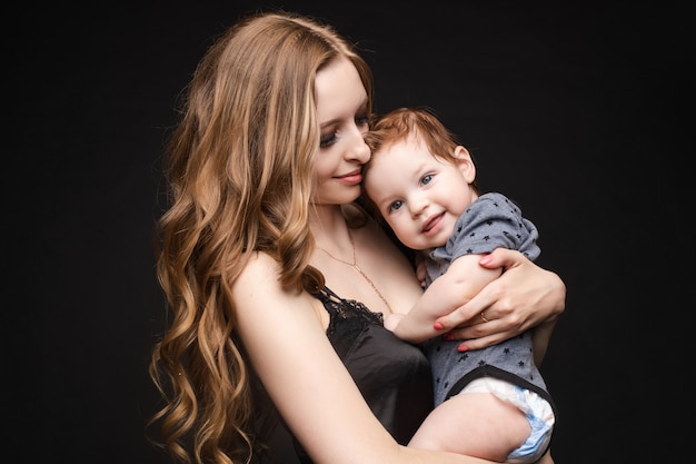 Gorgeous mother with her loving son