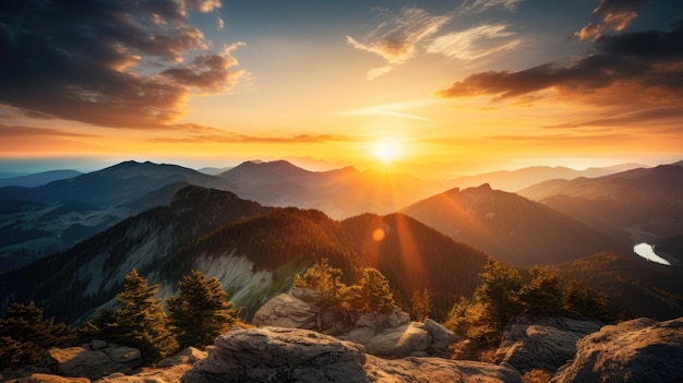 Photo gorgeous mountainous scenery at dawn