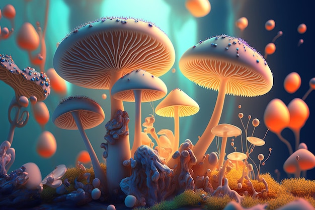 Gorgeous mushrooms from a fantastic dream animation