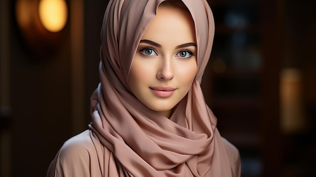 Gorgeous Muslim woman smile AI Generated