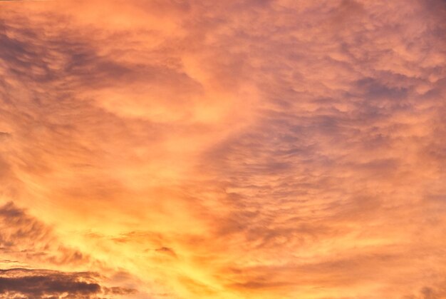 オレンジと赤の空に雲と強い夕日のゴージャスなパノラマ風光明媚な