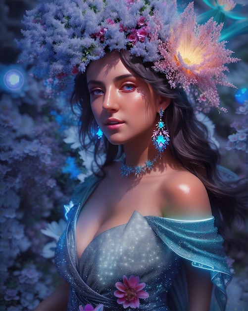 Gorgeous photo of young princess blue eyes from fantasy world