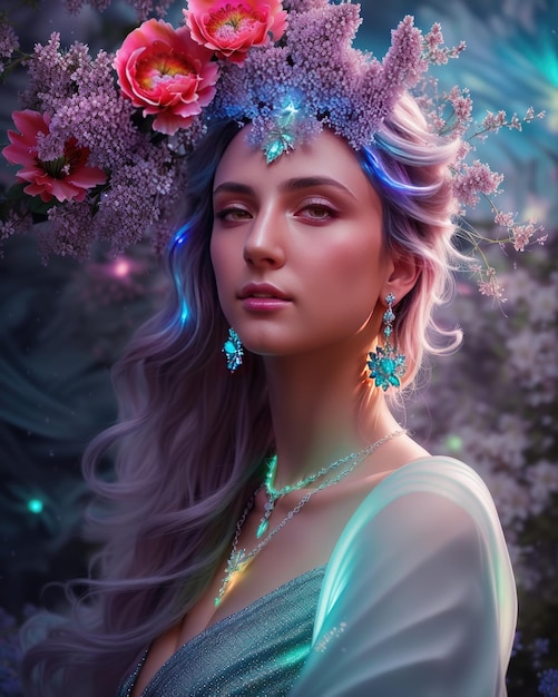 Gorgeous photo of young princess blue eyes from fantasy world