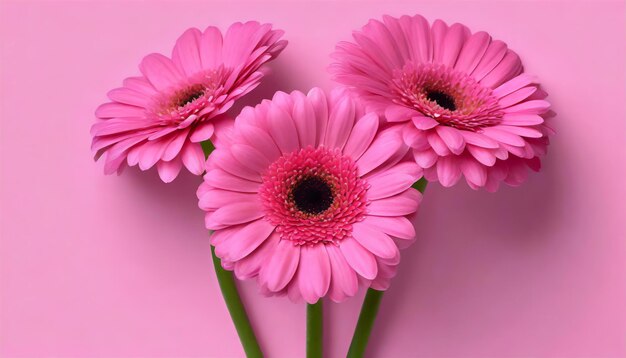 Gorgeous Pink Gerbera Flowers Against a Pink Background