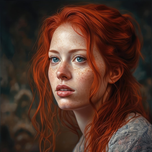 Gorgeous redhead woman generative ai