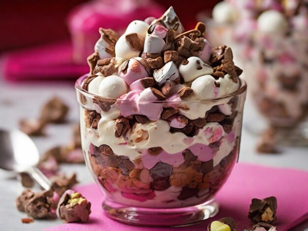 Gorgeous Rocky Road Ice Cream Parfait CloseUp