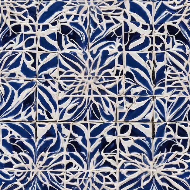 Photo gorgeous seamless decor pattern geometric blue and white azlejo ceramic design