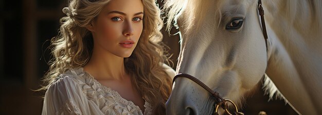 Photo gorgeous sexy ladies riding white horsesxa