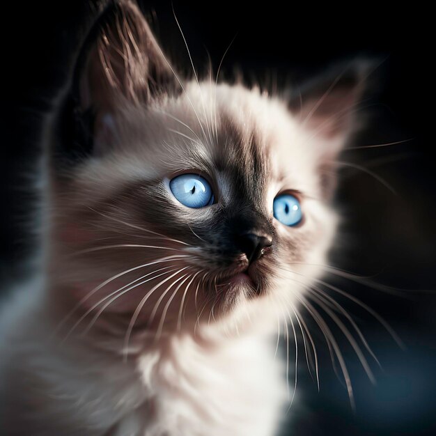 Gorgeous Siamese kitten with captivating blue eyes Generative IA