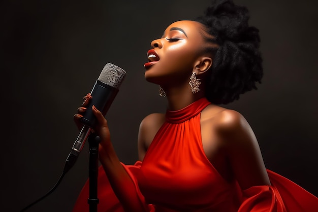 Gorgeous singer with red hot dress