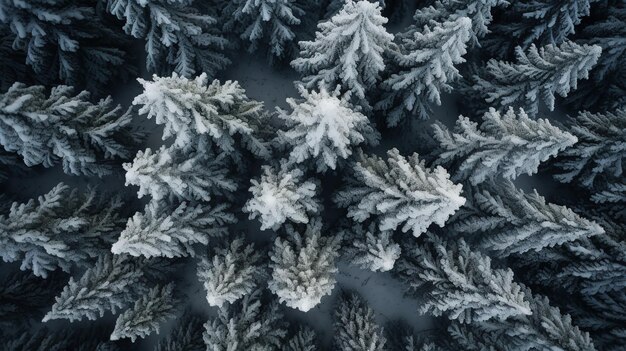 冬の森の雪に覆われた美しい木々