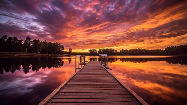 Foto uno splendido tramonto estivo sul lago