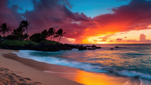 Photo gorgeous sunset on the ocean weather conditions concept