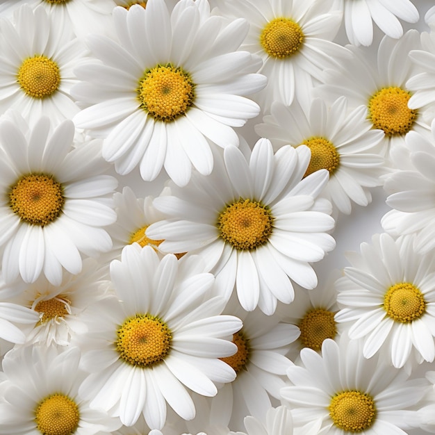 Gorgeous top view of blooming white daisy flower in full bloom displaying intricate petals